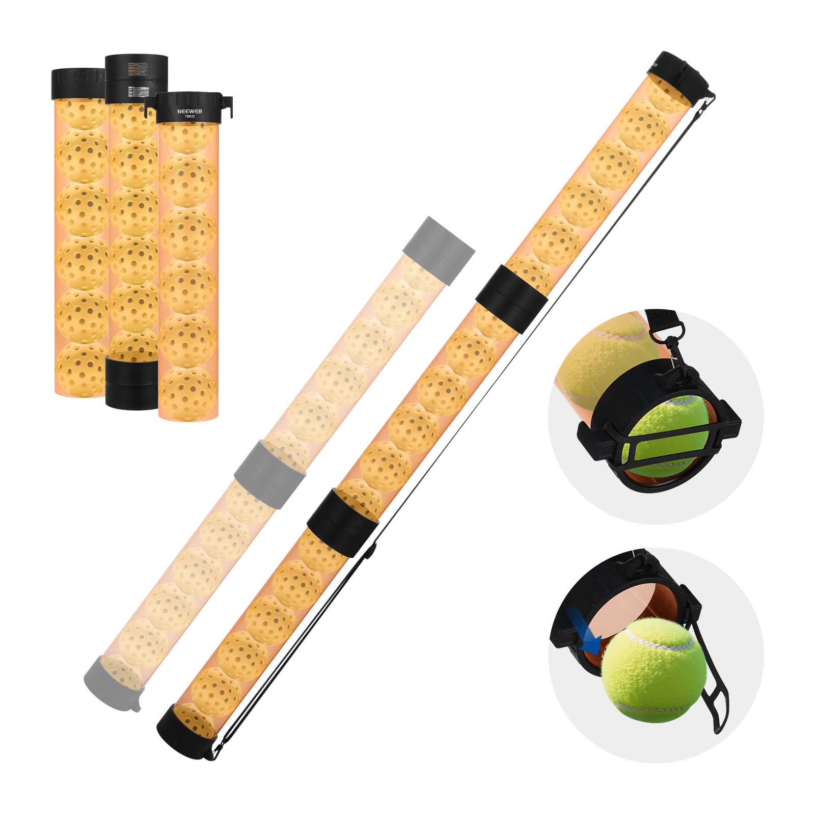 NEEWER TB02Z Pickleball & Tennis Ball Pickup Tube