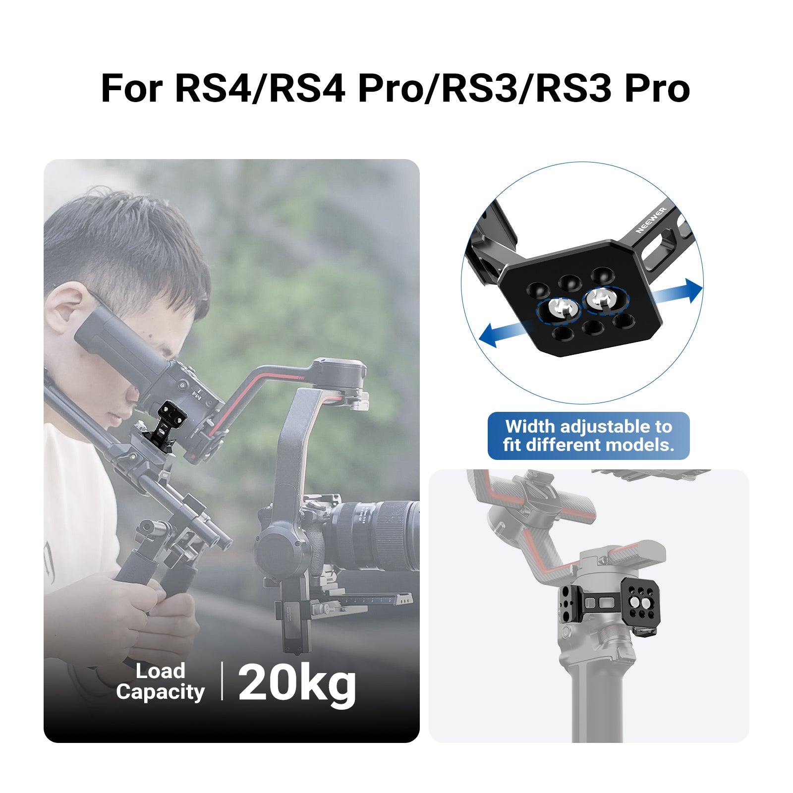 This mount adapter features two NATO clamps for quick installation and a width adjustable QR plate