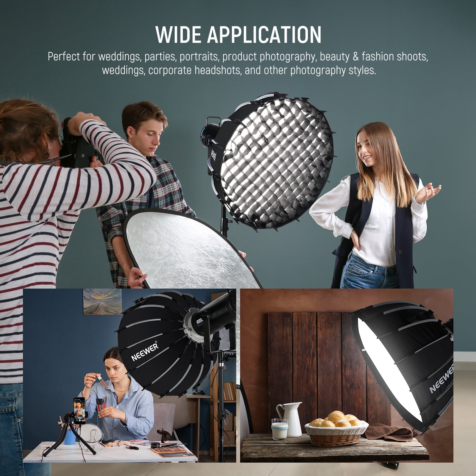 Wide Applications of the NEEWER NS71P Professional Parabolic Softbox