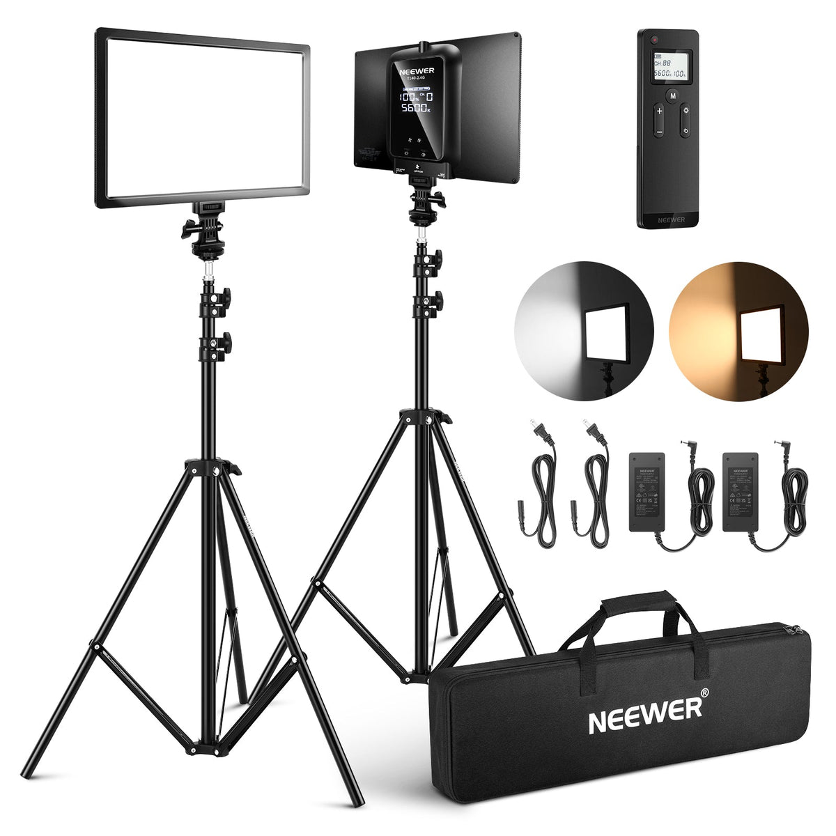 NEEWER 2 Packs T1402.4G Bicolor LED Panel Light Kit NEEWER NEEWER.FR