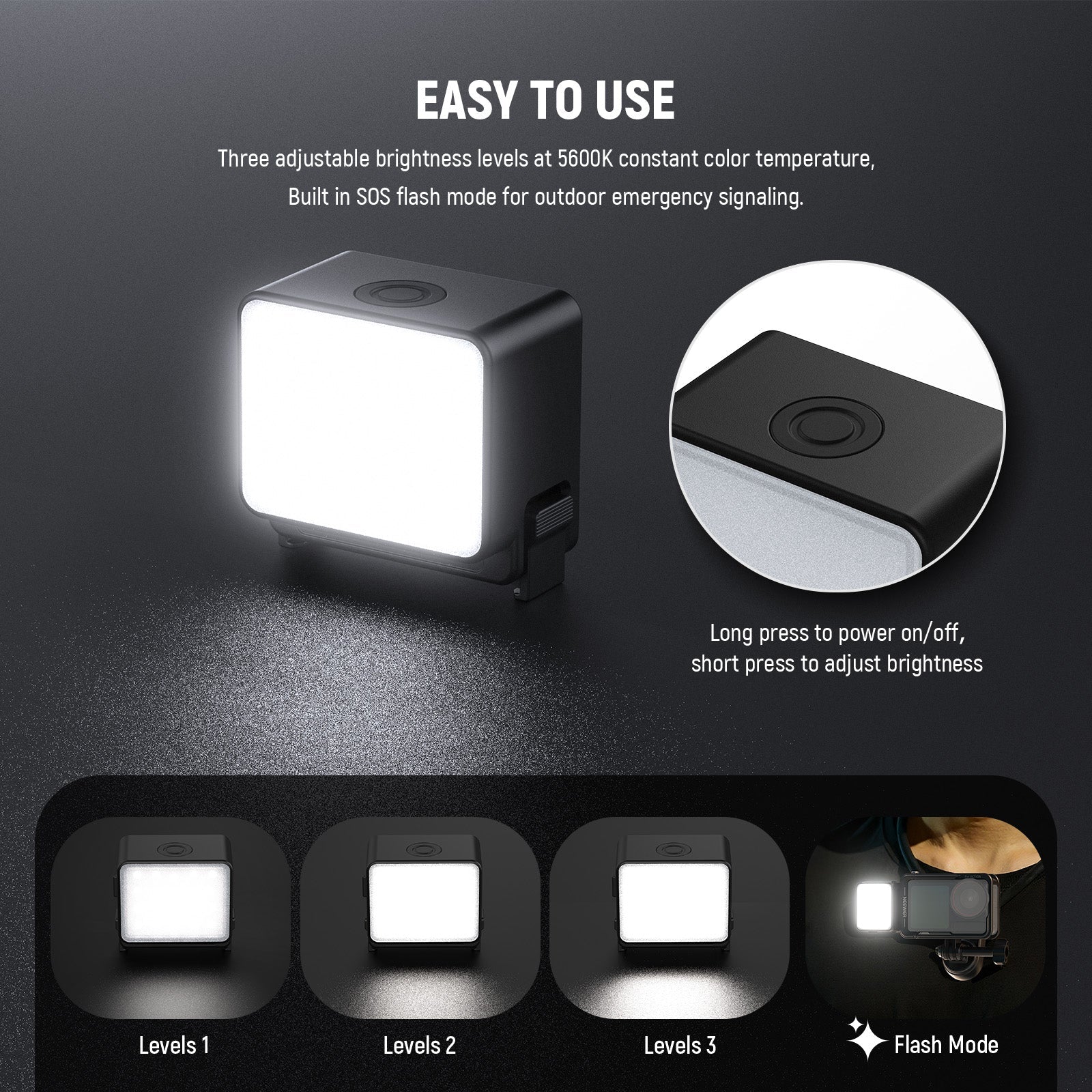 NEEWER M20 Magnetic Mini Light is easy to use.