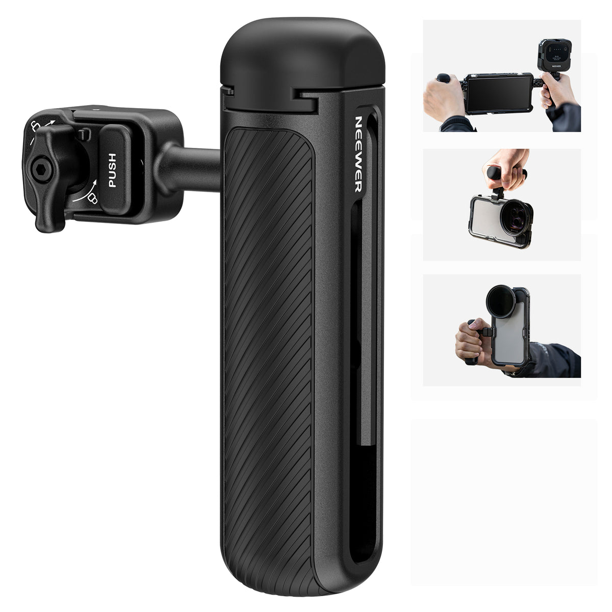 NEEWER 15 Pro Max Cage De Téléphone Avec 2 Poignées Compatible Avec IPhone 15 Pro Max, Adaptateur De Filtre Métal 67mm, Fond De