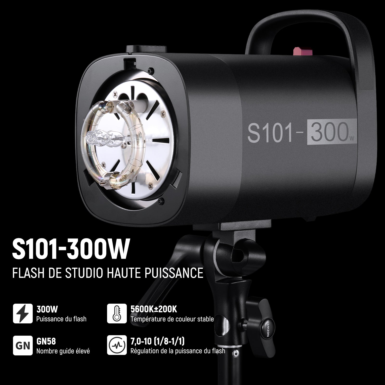 NEEWER 2 Pack S101-300W 600Ws Studio Monolight Flash Light Kit