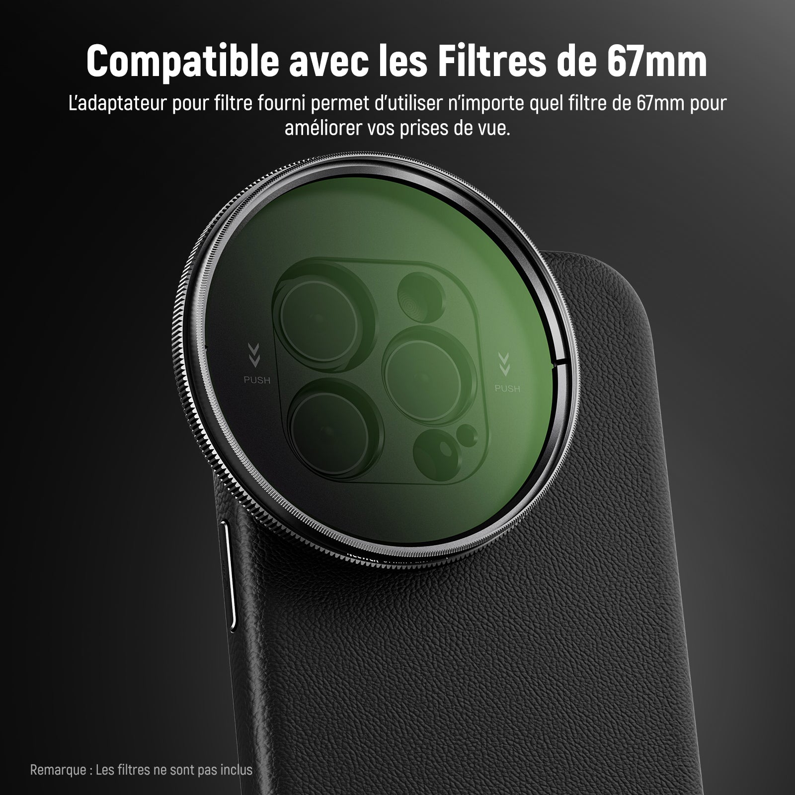 Pare-soleil Magnétique Pour IPhone 16 Pro (PA083) - Intérieur Velours Anti-reflet, Fixation Rapide 1/4", Similicuir étanche - 5