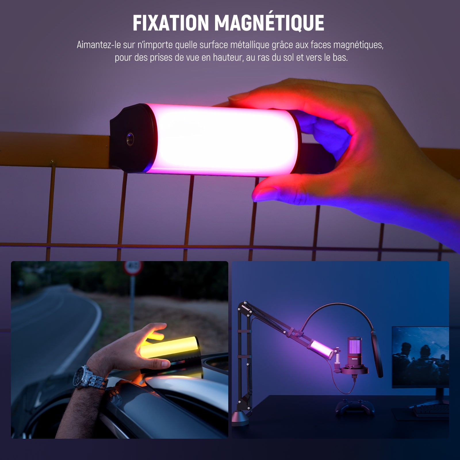 NEEWER Trépied Vidéo 74" Avec Tête Fluide à Aortisseent Réglable, Plaque QR Double Ode - 10