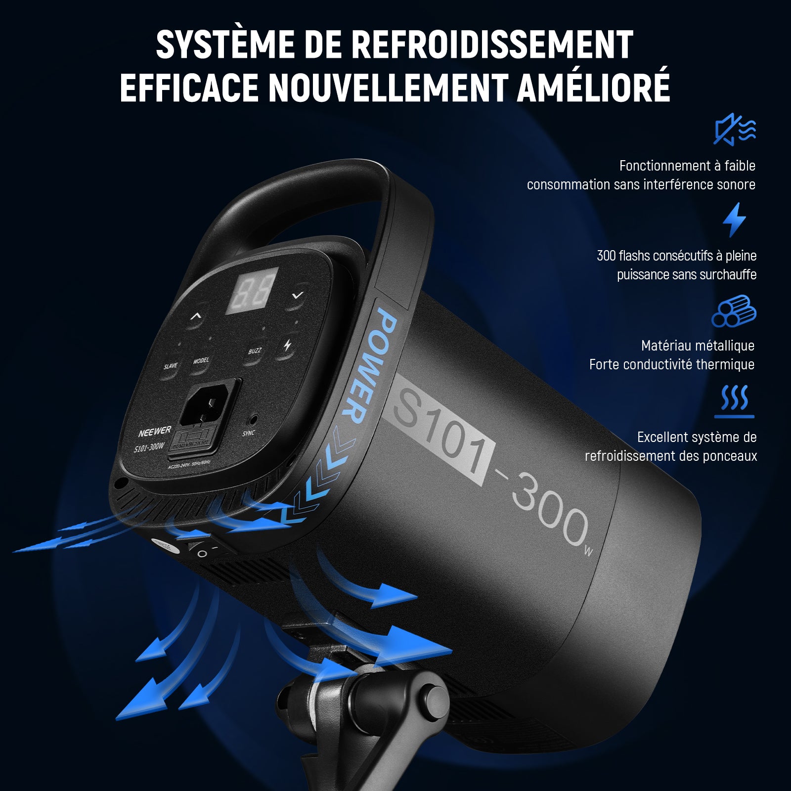 NEEWER 2 Pack S101-300W 600Ws Studio Monolight Flash Light Kit