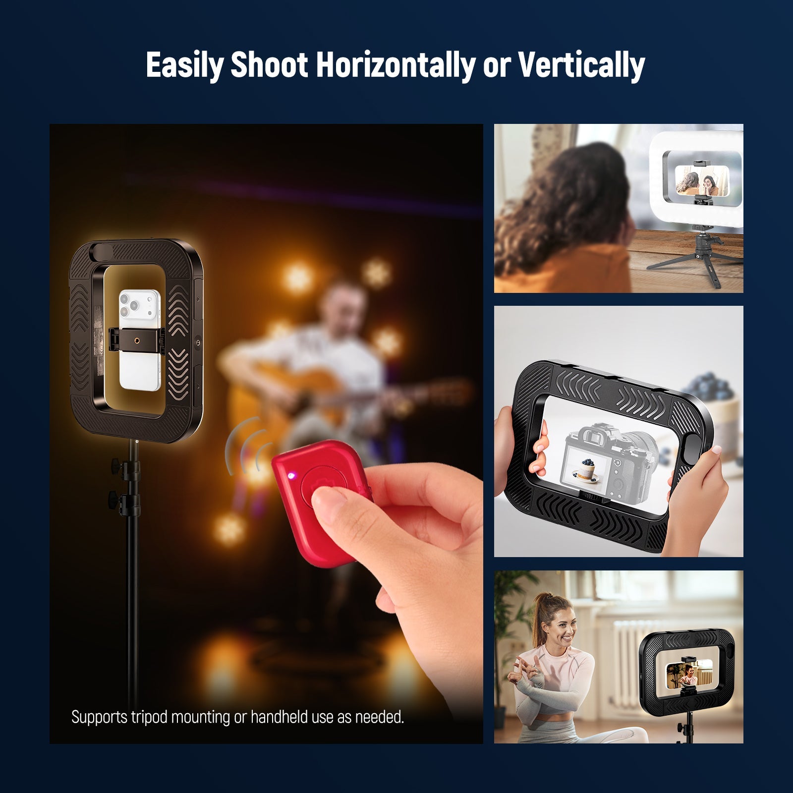 NEEWER NL200B Smartphone Video Rig easily shoots horizontally or vertically.