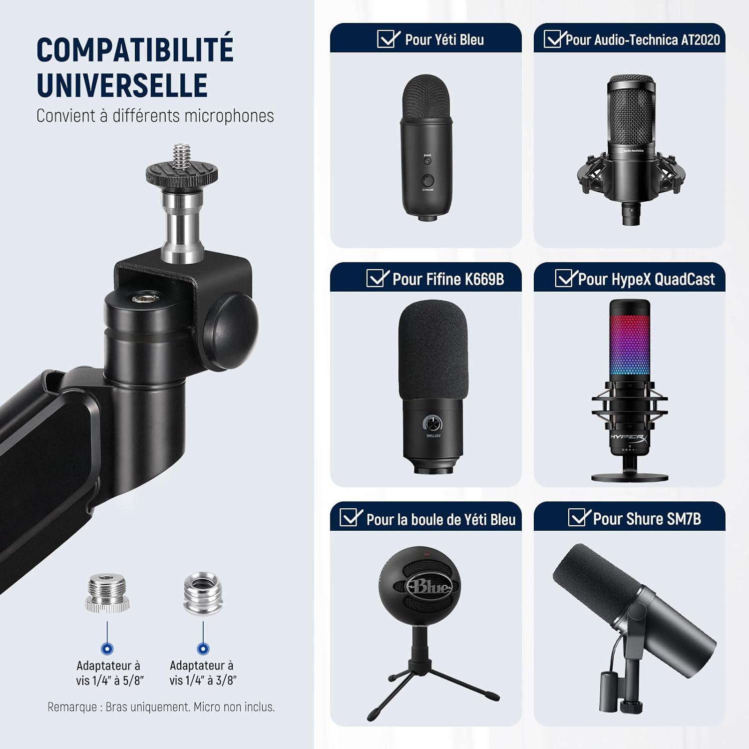 NEEWER Support de Bras à Ciseaux avec Bras de Suspension de Microphone  Réglable Support de Microphone Compact Charge Max 1KG en Acier Durable pour