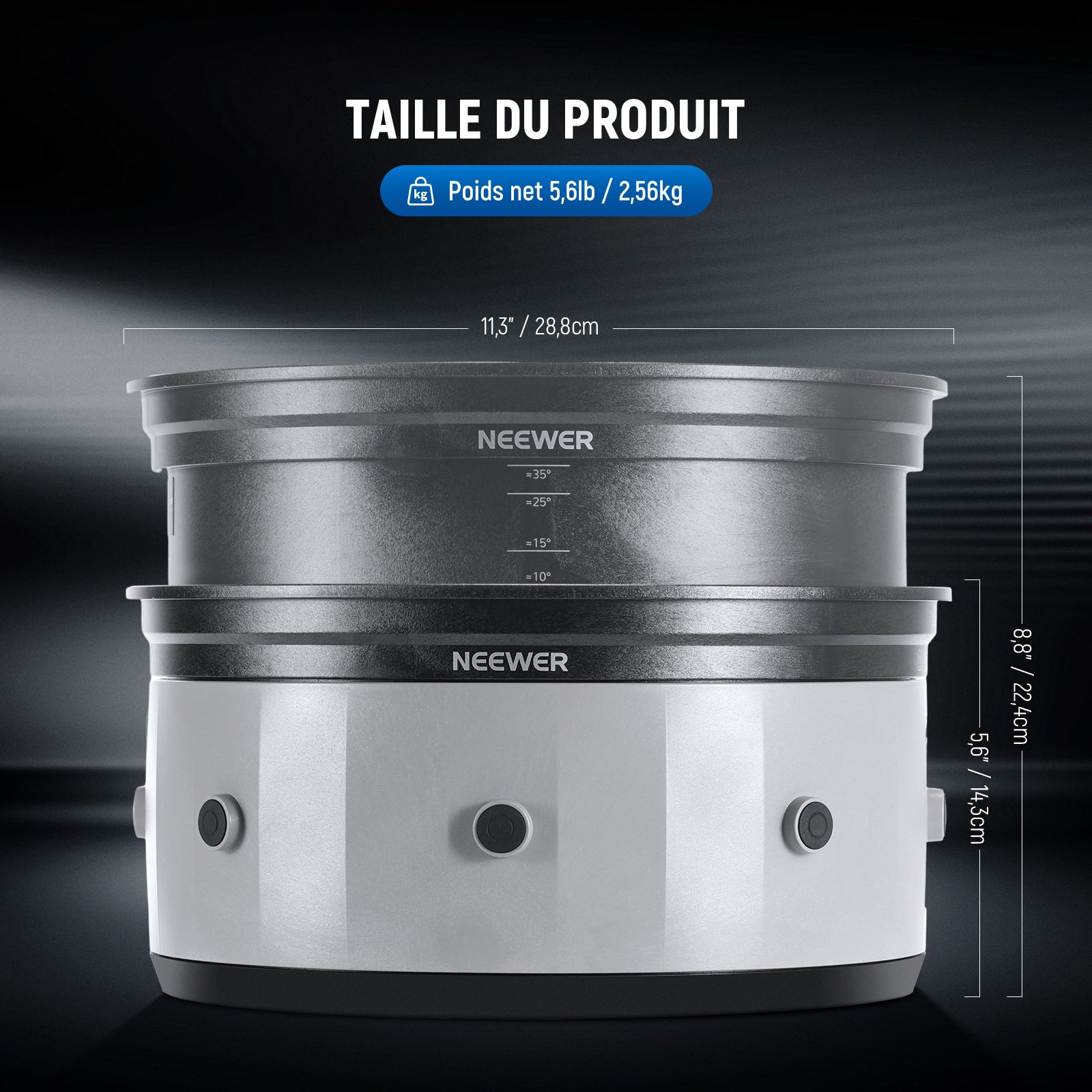 Lentille Fresnel Bowens 10°-45° Réglable Avec Volets 4 Feuilles - Pour Lampes COB ≤200W (Aputure, Godox, Etc.) - Contrôle Cinématographique - 7