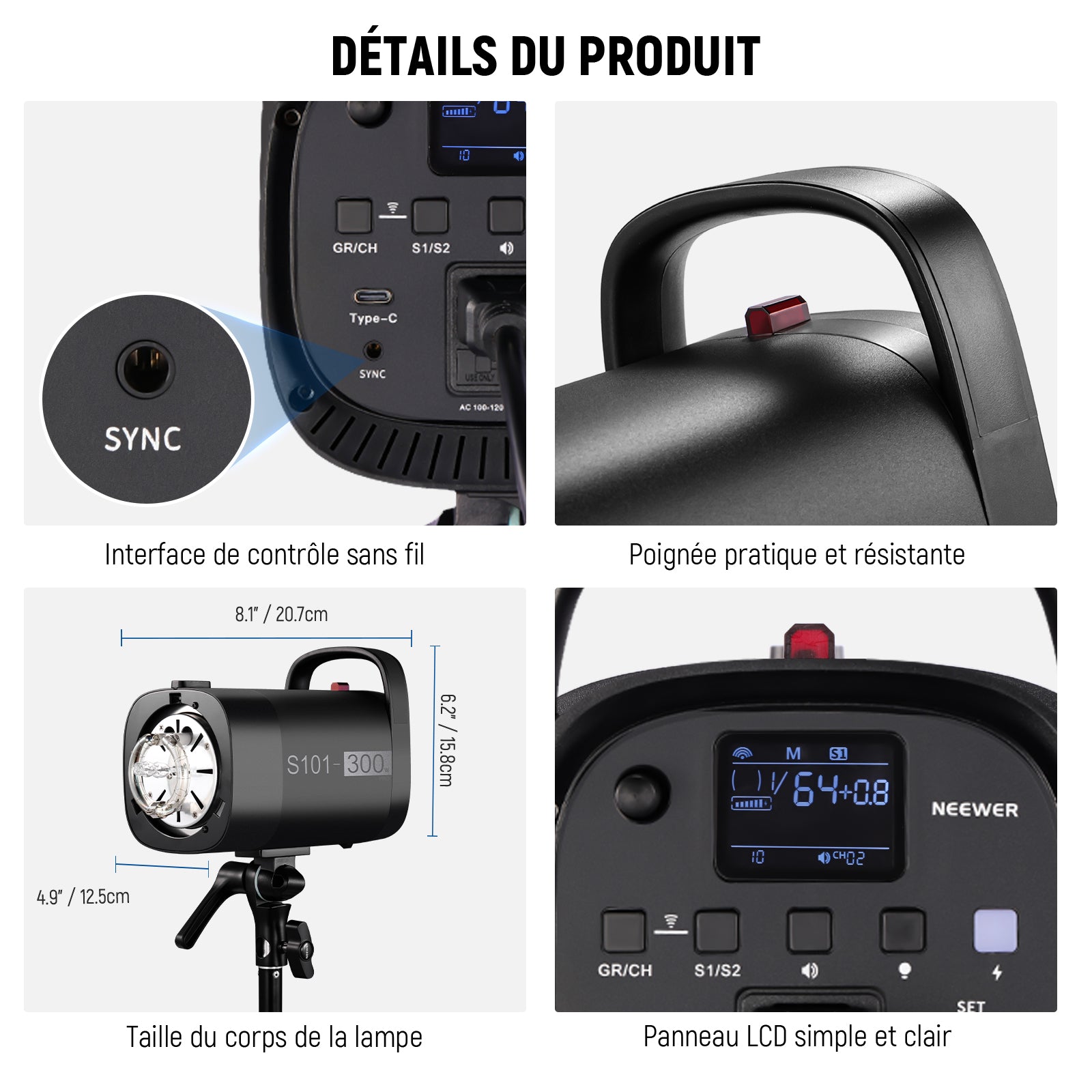 NEEWER 2 Pack S101-300W PRO 600Ws Studio Monolight Flash Light Kit NEEWER 2 Pack S101-300W PRO 600Ws Studio Monolight Flash Light Kit
