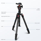 Product details of the NEEWER TP17 Carbon Fiber Travel Tripod