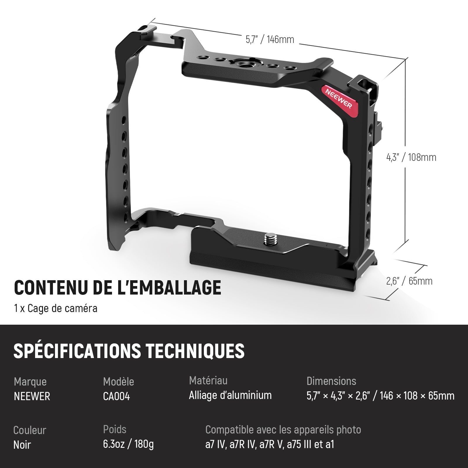 Cage de caméra en alliage d'aluminium pour Sony A7RV, pour montage sur  trépied, moniteur, plaque de cadre d'extension de photographie, accessoires  de caméra - AliExpress