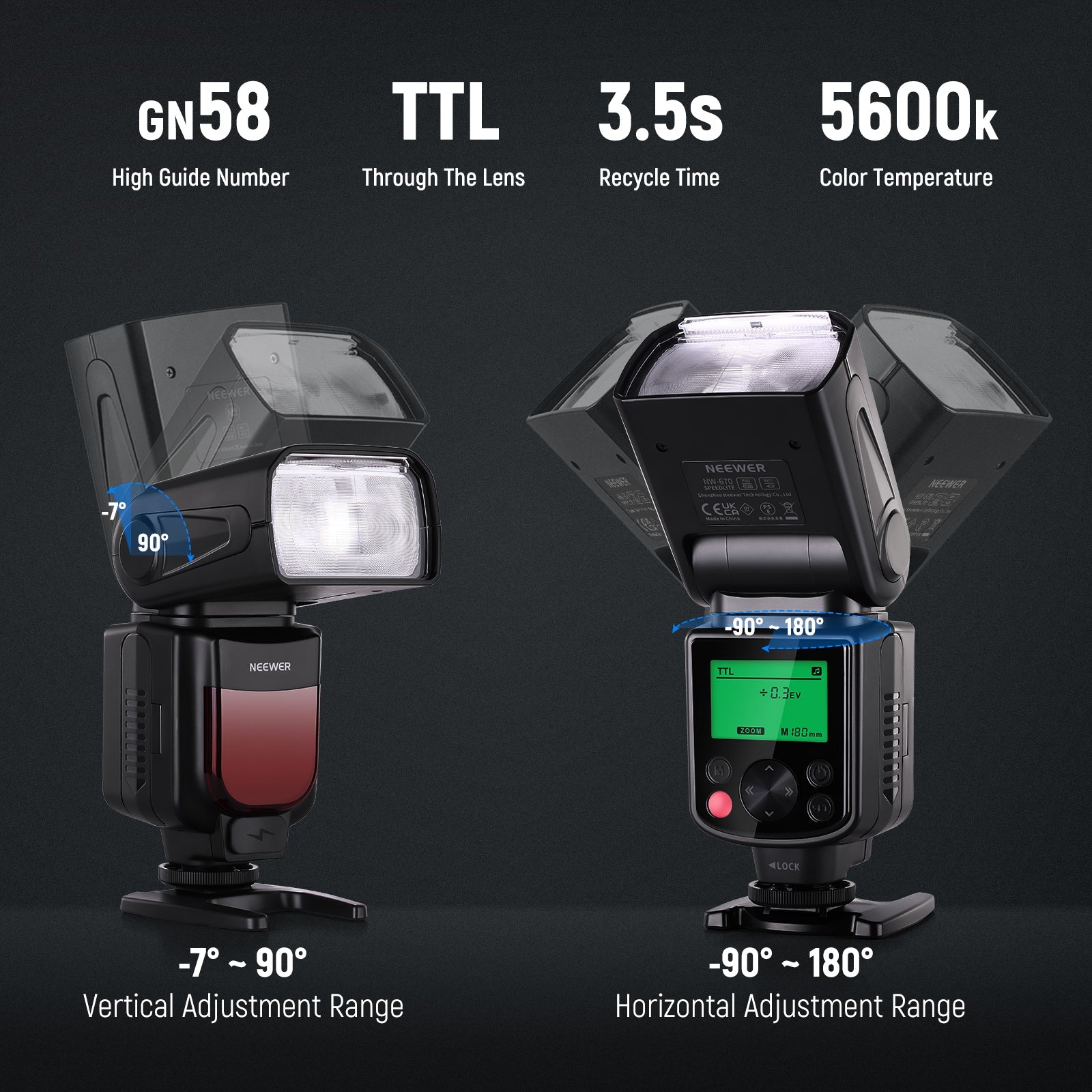 Neewer NW-670 TTL Flash Speedlite with LCD Display Kit