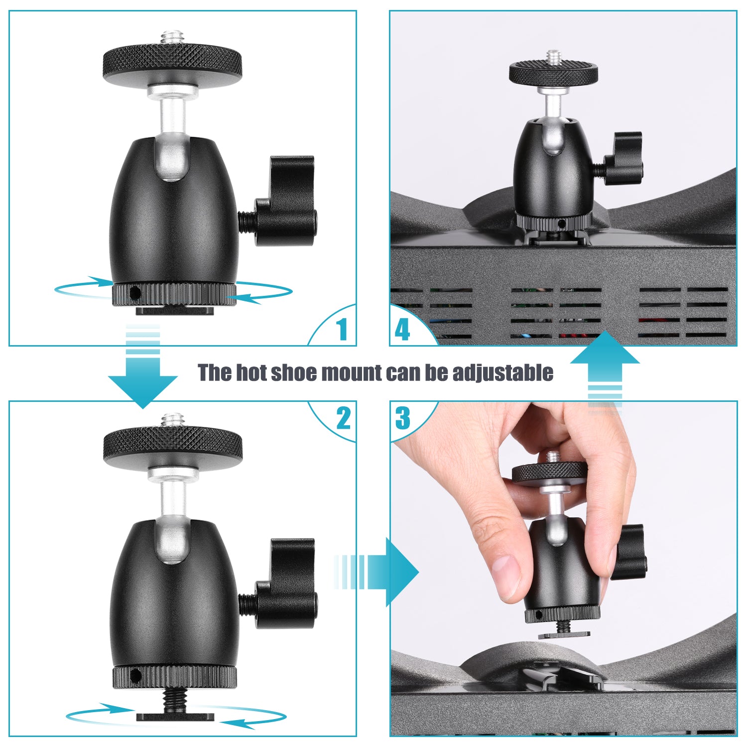 Neewer Mini Ball Head 1/4 inch Screw with Lock and Hot Shoe Mount Adapter