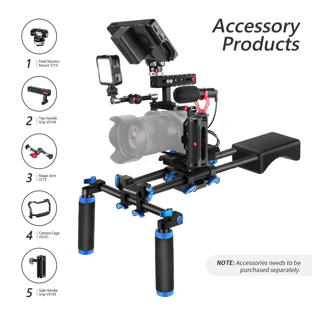 Neewer Portable FilmMaker System With Camera/Camcorder Mount Slider, Soft Rubber Shoulder Pad and Dual-hand Handgrip - neewer.com
