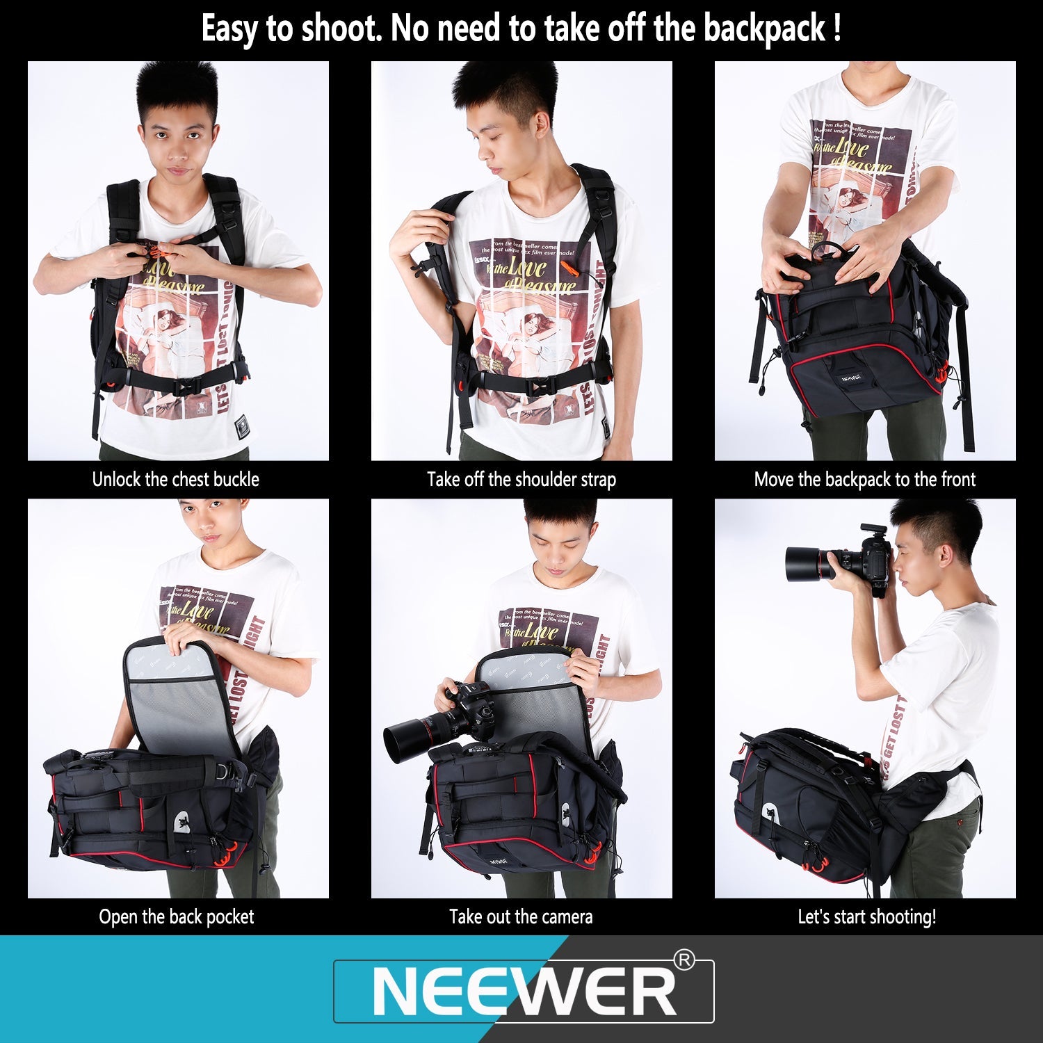 Neewer Pro Waterproof Shockproof Adjustable Padded Camera Backpack Bag
