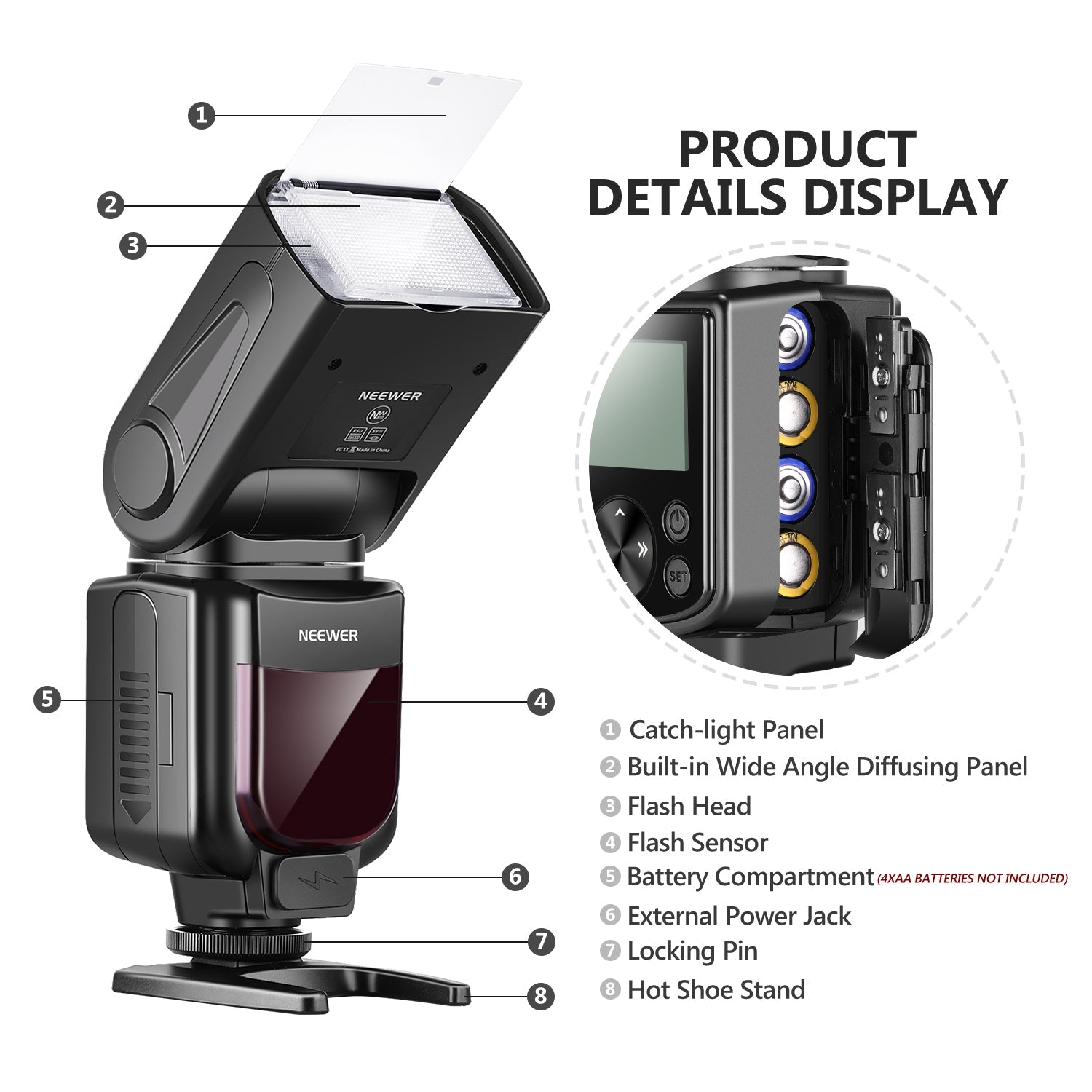 Flash Speedlite NEEWER NW700-N Compatible Nikon - TTL, HSS 1/8000s, GN60, Zoom 20-200mm, Inclinaison 120°, Rotation 360°