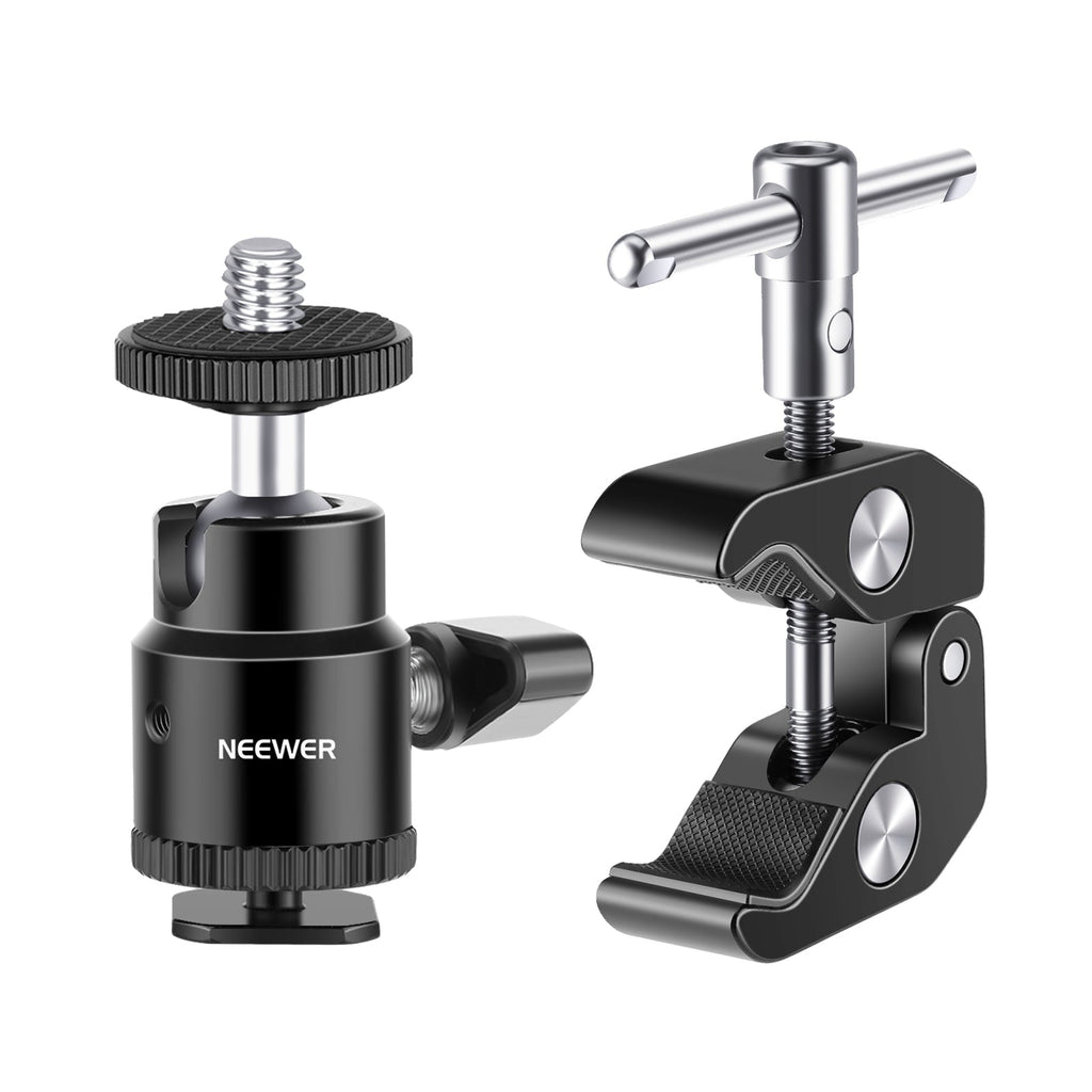 Neewer Upgraded Super Clamp with Mini Ball Head Mount