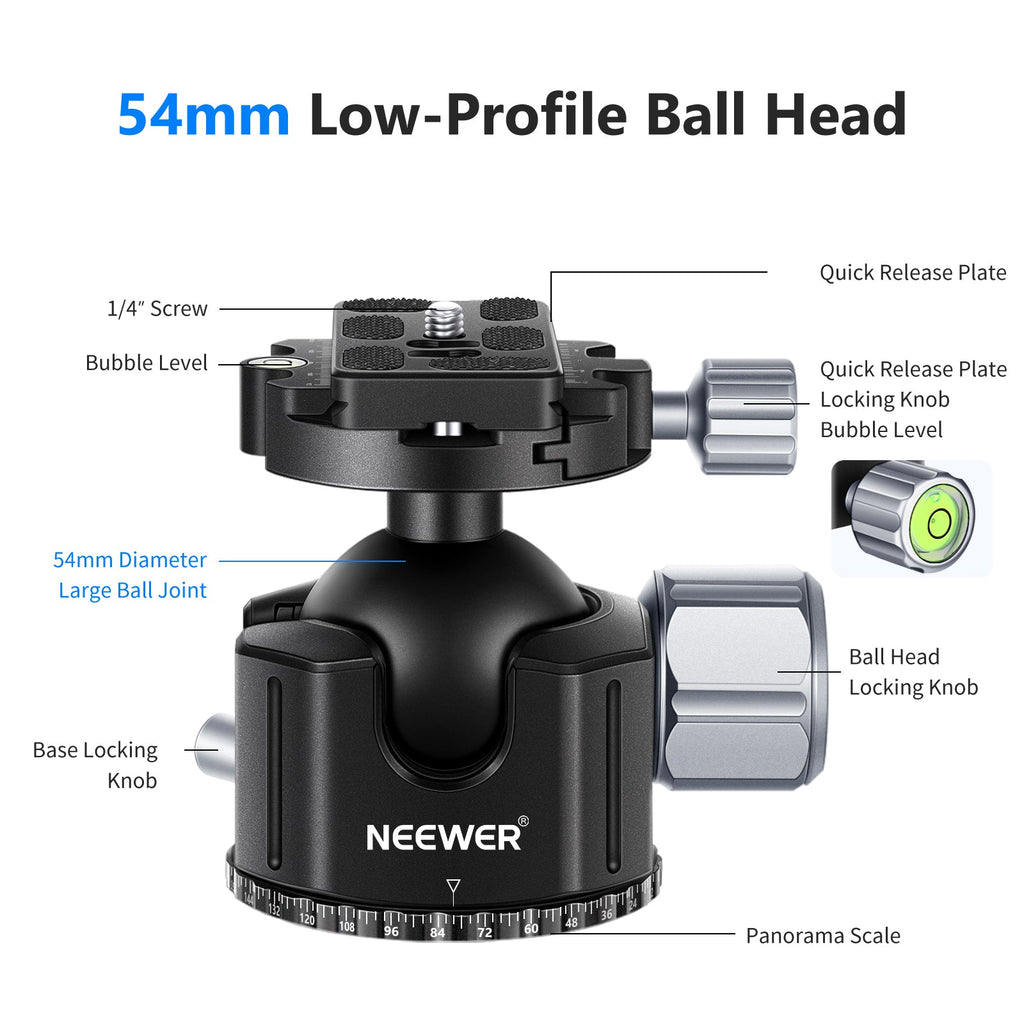 Neewer Low Profile DSLR Camera Tripod Ball Head