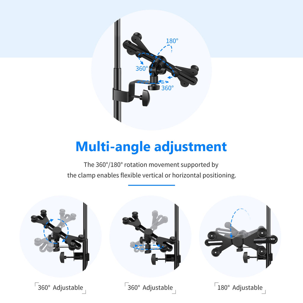 Neewer 6-11 inches Adjustable Music Mic Microphone Stand Tablet Mount with 360 Degree Swivel Holder