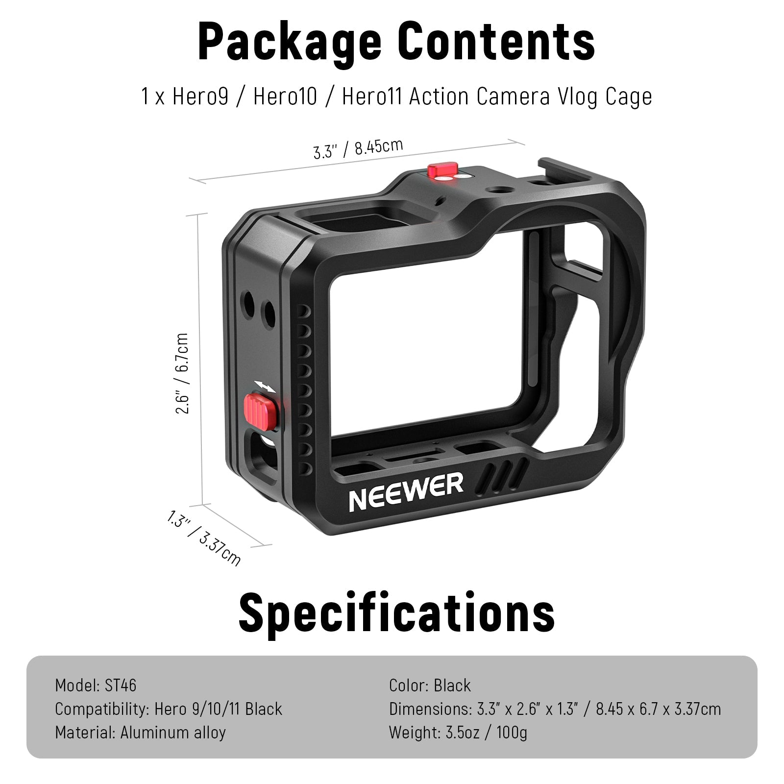 Cadre de protection en aluminium CNC pour GoPro Hero 9, étui de protection  noir pour GoPro Hero 9, accessoires de caméra d'action